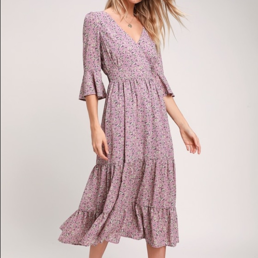 Lulus Size L Lavender Floral Dress
